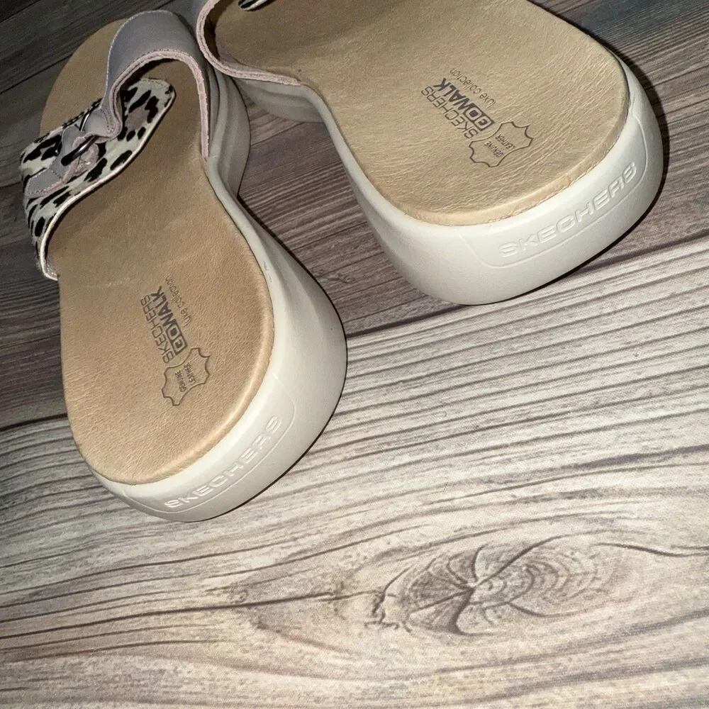 Skechers Gowalk Mauve Animal Pattern Luxe Collection Slides Sandals Size 10